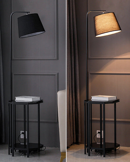 Diff Vintage Linen Floor Lamp with Charging Table-DF7064