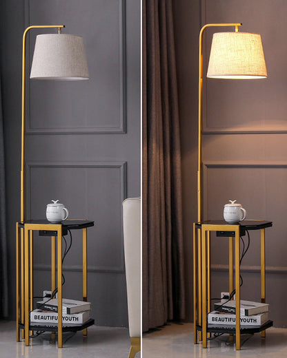 Diff Vintage Linen Floor Lamp with Charging Table-DF7064