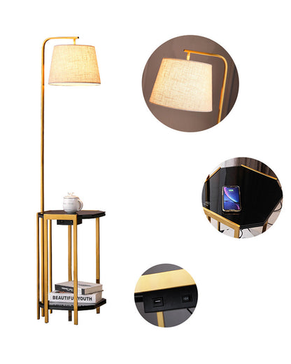Diff Vintage Linen Floor Lamp with Charging Table-DF7064