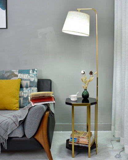 Diff Vintage Linen Floor Lamp with Charging Table-DF7064