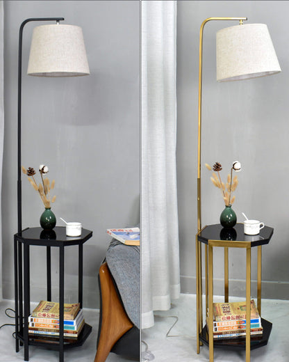 Diff Vintage Linen Floor Lamp with Charging Table-DF7064