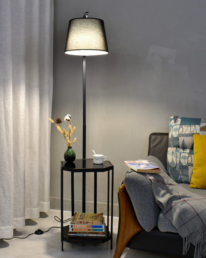 Diff Vintage Linen Floor Lamp with Charging Table-DF7064