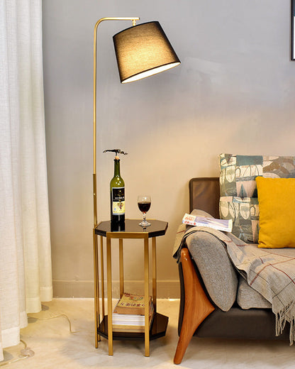 Diff Vintage Linen Floor Lamp with Charging Table-DF7064