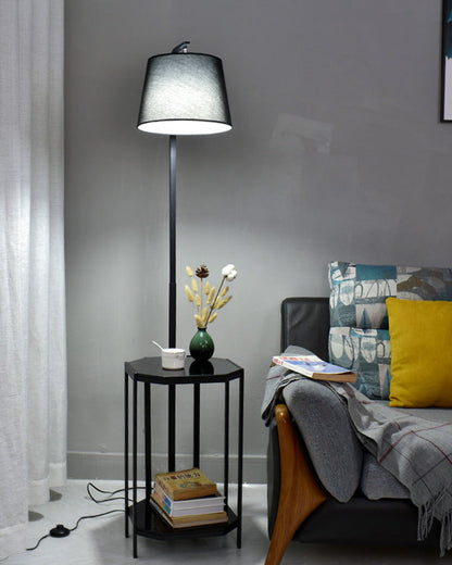 Diff Vintage Linen Floor Lamp with Charging Table-DF7064