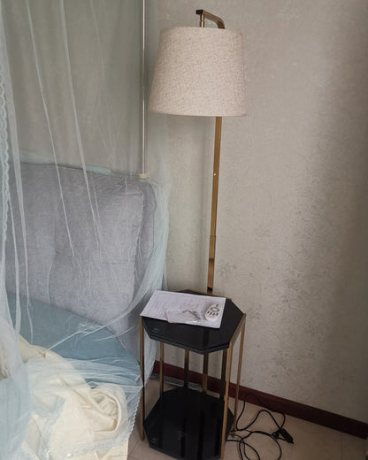 Diff Vintage Linen Floor Lamp with Charging Table-DF7064
