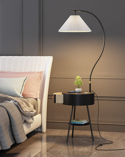 Diff Pleated Gooseneck Tripod Floor Lamp with Table-DF7069