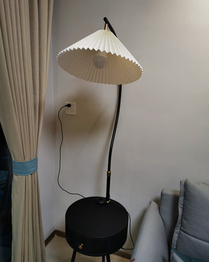 Diff Pleated Gooseneck Tripod Floor Lamp with Table-DF7069