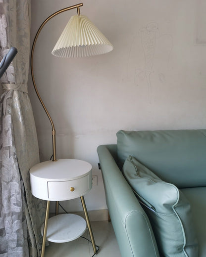 Diff Pleated Gooseneck Tripod Floor Lamp with Table-DF7069