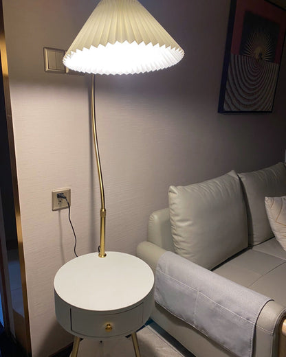 Diff Pleated Gooseneck Tripod Floor Lamp with Table-DF7069