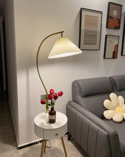 Diff Pleated Gooseneck Tripod Floor Lamp with Table-DF7069