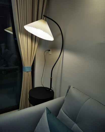 Diff Pleated Gooseneck Tripod Floor Lamp with Table-DF7069