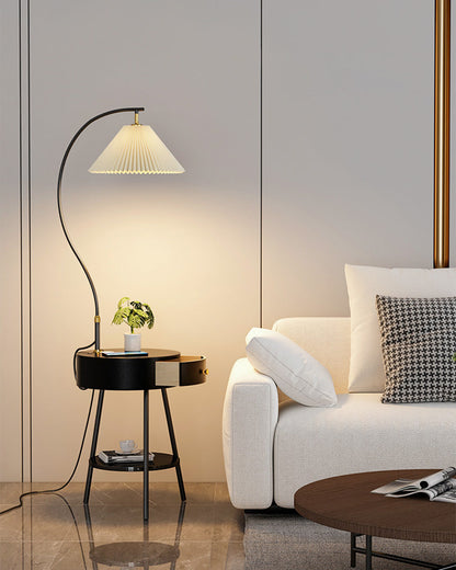 Diff Pleated Gooseneck Tripod Floor Lamp with Table-DF7069
