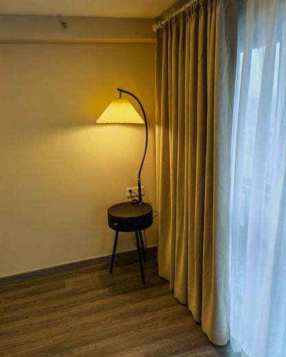 Diff Pleated Gooseneck Tripod Floor Lamp with Table-DF7069