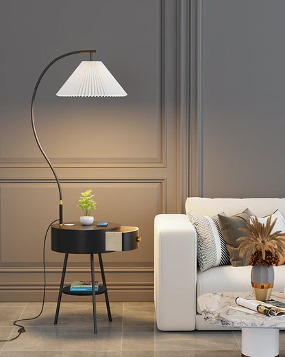 Diff Pleated Gooseneck Tripod Floor Lamp with Table-DF7069
