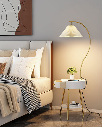 Diff Pleated Gooseneck Tripod Floor Lamp with Table-DF7069