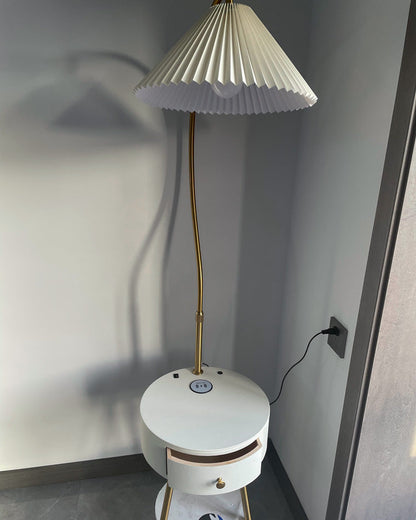 Diff Pleated Gooseneck Tripod Floor Lamp with Table-DF7069