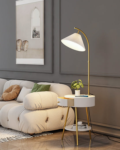Diff Pleated Gooseneck Tripod Floor Lamp with Table-DF7069