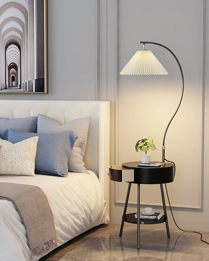 Diff Pleated Gooseneck Tripod Floor Lamp with Table-DF7069