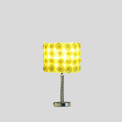 18.25" Yellow Roses in Bloom Acrylic / Metal Table Lamp