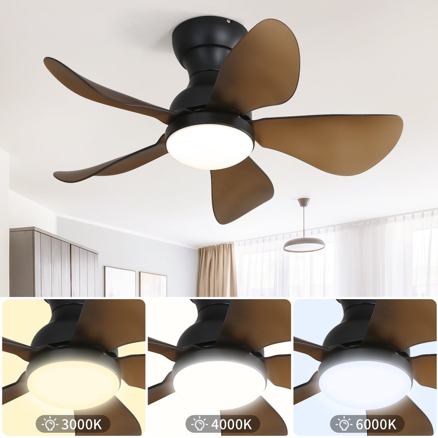 29 Inch Low Profile Flush Mount Ceiling Fan