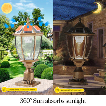 Retro gold Solar Column Headlights With Dimmable LED(2 pack)-DG2056