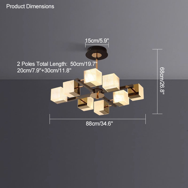 Diff Cubes Gold Chandelier-DF2211