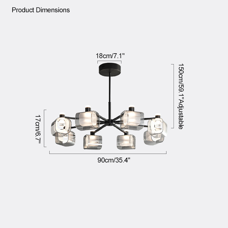 Diff Hollow Rectangular Glass Chandelier-DF2223