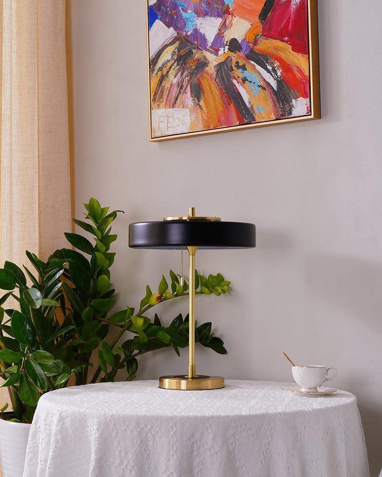 Diff Mid-Century Round Table Lamp with Pull Chain-DF8009