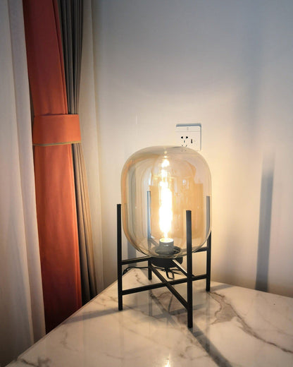 Diff Smoked Glass Lantern Table Lamp-DF8012