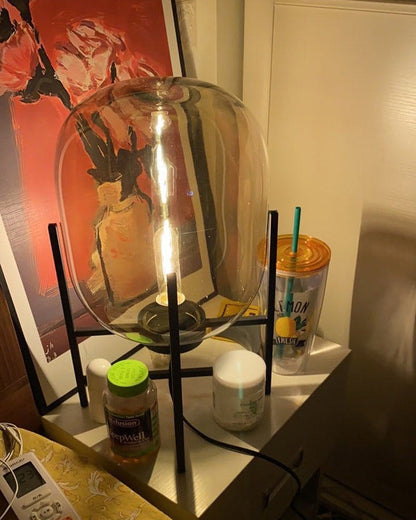 Diff Smoked Glass Lantern Table Lamp-DF8012