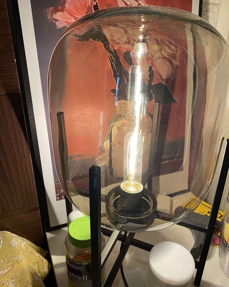 Diff Smoked Glass Lantern Table Lamp-DF8012
