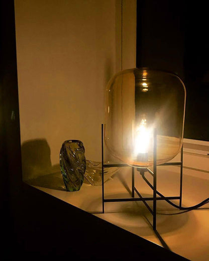 Diff Smoked Glass Lantern Table Lamp-DF8012