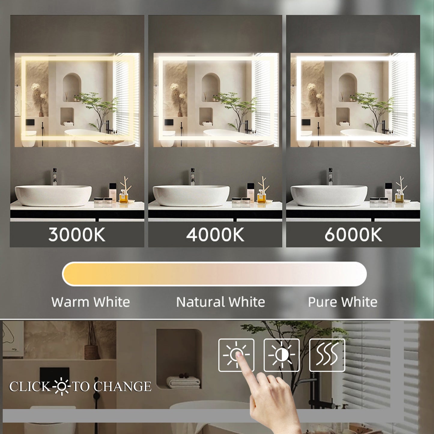 Anti-Fog & Dimming Led Bathroom Vanity Mirror-DG2024