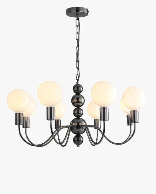 Diff Milk Glass Globe Black Arm Chandelier-DF2173