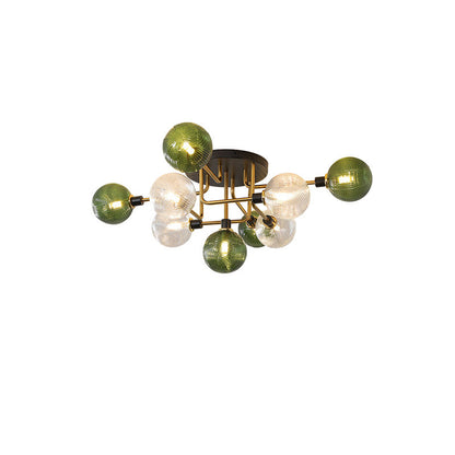 Diff Ribbed Smoked/Green Glass Globe Ceiling Light-DF1110
