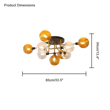 Diff Ribbed Smoked/Green Glass Globe Ceiling Light-DF1110