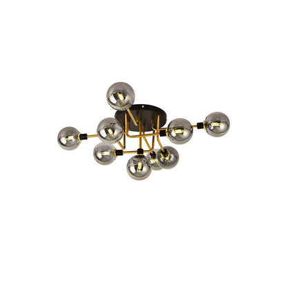 Diff Ribbed Smoked/Green Glass Globe Ceiling Light-DF1110