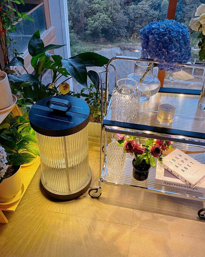 Diff Solar Pleated Glass Lantern Outdoor Light-DF9043