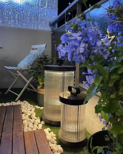 Diff Solar Pleated Glass Lantern Outdoor Light-DF9043