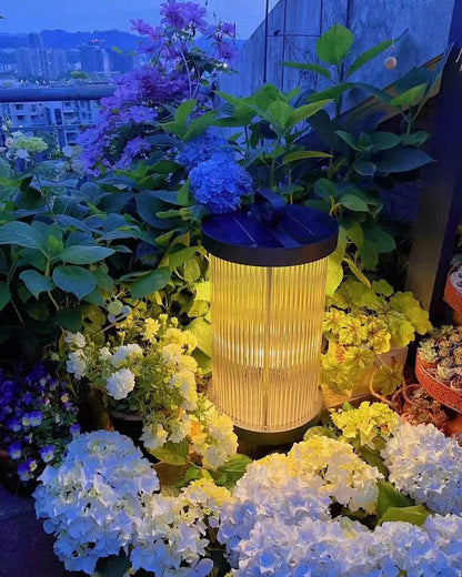 Diff Solar Pleated Glass Lantern Outdoor Light-DF9043