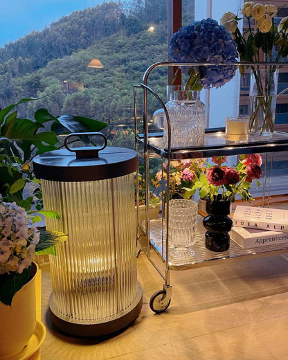 Diff Solar Pleated Glass Lantern Outdoor Light-DF9043