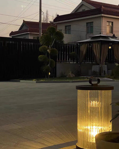 Diff Solar Pleated Glass Lantern Outdoor Light-DF9043