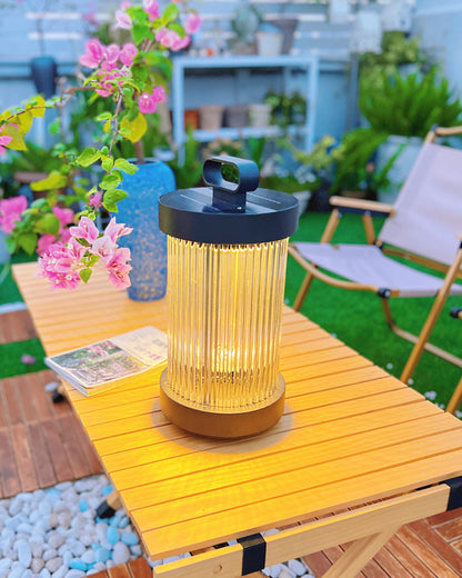 Diff Solar Pleated Glass Lantern Outdoor Light-DF9043