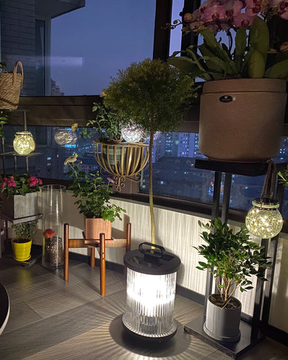 Diff Solar Pleated Glass Lantern Outdoor Light-DF9043