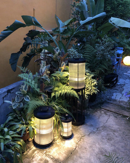 Diff Solar Pleated Glass Lantern Outdoor Light-DF9043