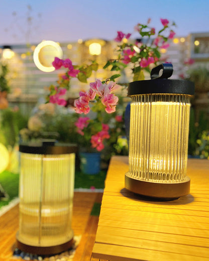 Diff Solar Pleated Glass Lantern Outdoor Light-DF9043