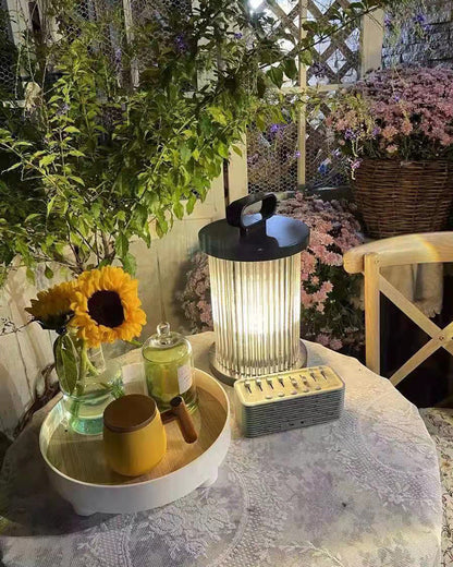 Diff Solar Pleated Glass Lantern Outdoor Light-DF9043