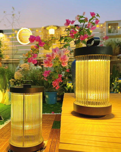 Diff Solar Pleated Glass Lantern Outdoor Light-DF9043