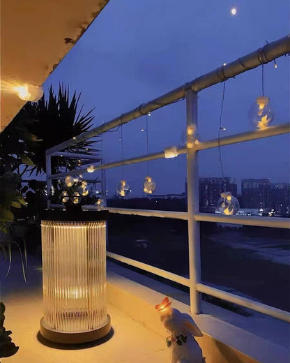 Diff Solar Pleated Glass Lantern Outdoor Light-DF9043