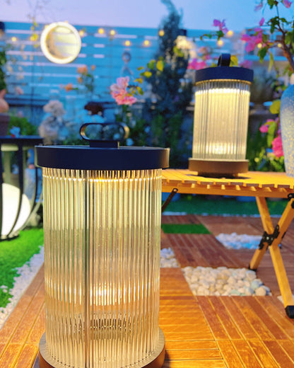Diff Solar Pleated Glass Lantern Outdoor Light-DF9043